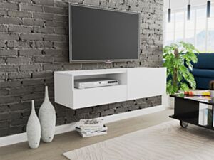 Seinälle kiinnitettävä TV-pöytä CLAUDE CRTVSZ120-valkoinen (valkoinen)