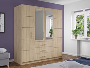 Vaatekaappi LILY D4-dąb sonoma / lustro