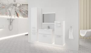 Kylpyhuonekalusteet Loretto A-White-White korkeakiilto