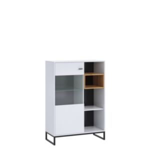 Showcase OLIER WIT90 OL10-biały / biały + dąb artisan